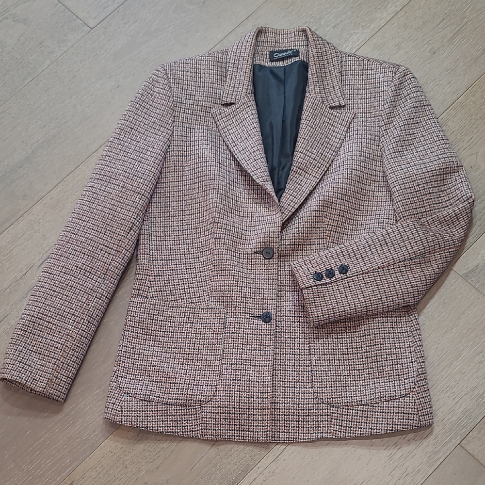 Vintage Catalina Blazer Women's sz 12. Black & Rust Mini Plaid Jacket